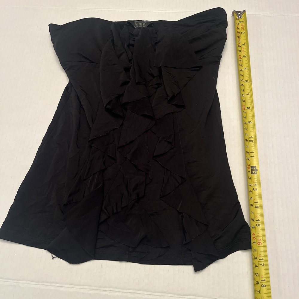 GUESS sleeveless Black Top Ruffle Front Women's Small Stylish Elegant Stretchy - Picture 7 of 8